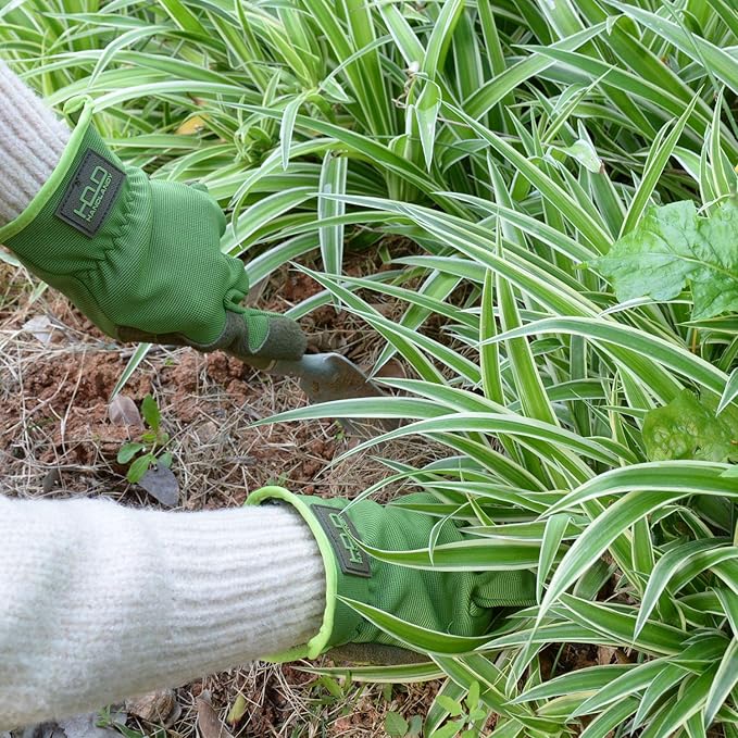 HANDLANDY Men Leather Gardening Gloves, Utility Work Gloves for Mechanics, Construction, Driver, Dexterity Breathable Design