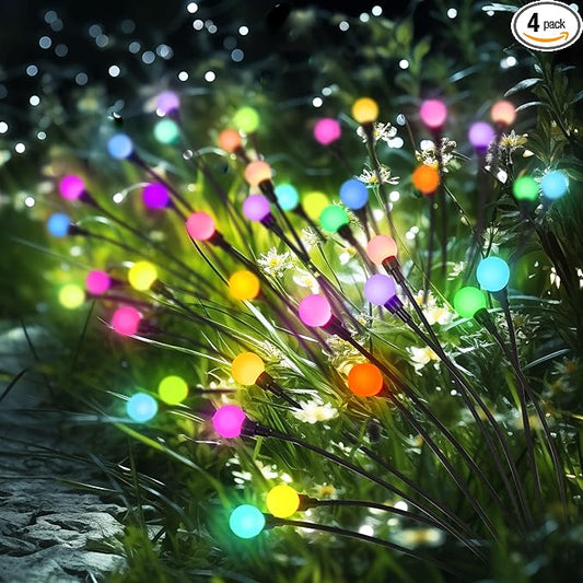 Solar Christmas Decoration, 40 LED Firefly Garden Lights, Outdoor Sway by Wind, Waterproof for Yard Patio Pathway Decoration (4 Pack)