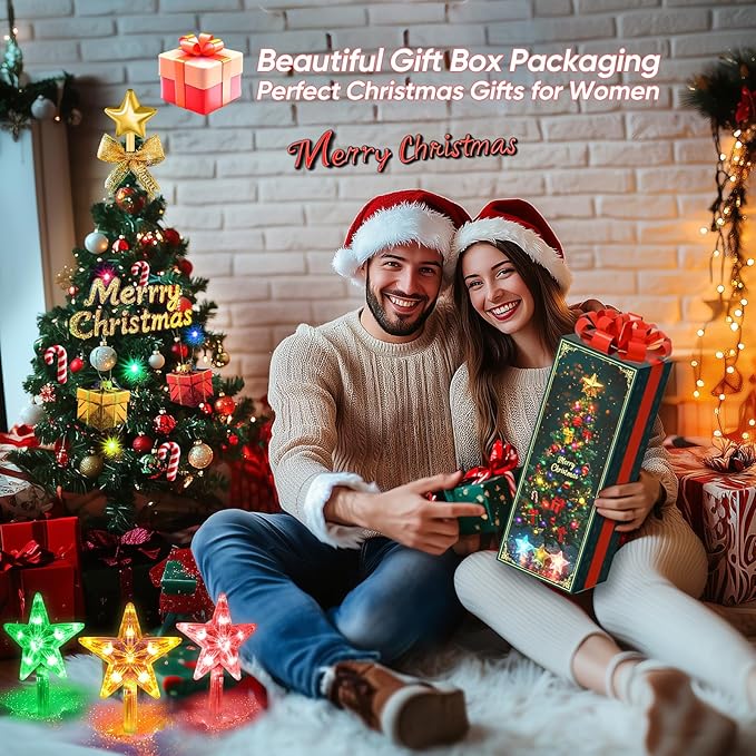 Christmas Tree Lights Outdoor Decorations: 2 Pack 72LED Artificial Small Christmas Tree, 8 Colorful Modes Solar Christmas Lights, Prelit Christmas Tree Lights with 34PCS Xmas Ornaments 6 Lighted Star