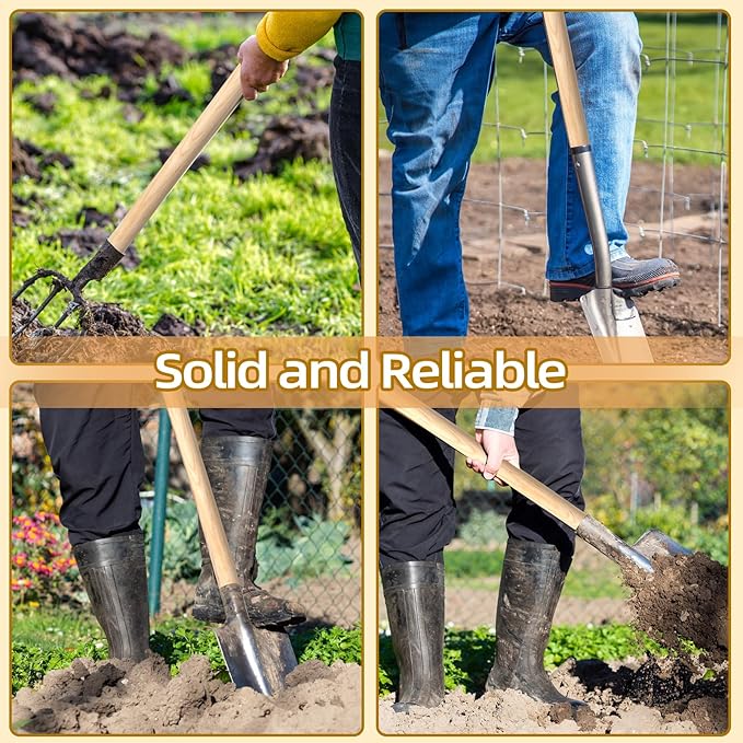 4 Pcs Shovel Handle Replacement 41" Length, 1-1/2" Diameter, Strong Hardwood Solid Ash Wood Straight Handle for Long D Handle Shovels Garden Tool