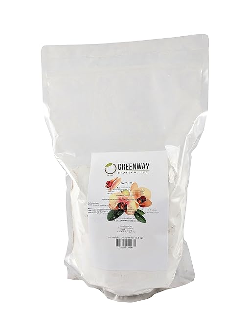 Greenway Biotech Gypsum Powder Calcium Sulfate to Improves Soil Drainage and Soil Water Relations- 100% Water Soluble Contains 97% Calcium Sulfate Dihydrate, 22.5% Calcium, and 18% Sulfur (10 Pounds)
