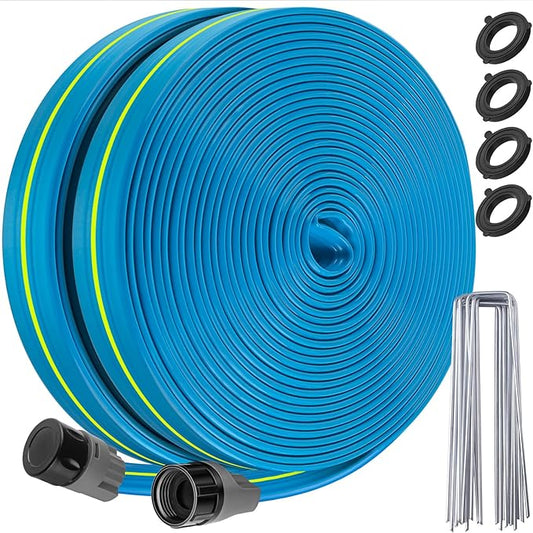 Sprinkler Hose 50FT, Heavy Duty Watering Hoses, Efficient Irrigation Tubing for Garden Lawn Sprinklers System with 20 Pack Staples