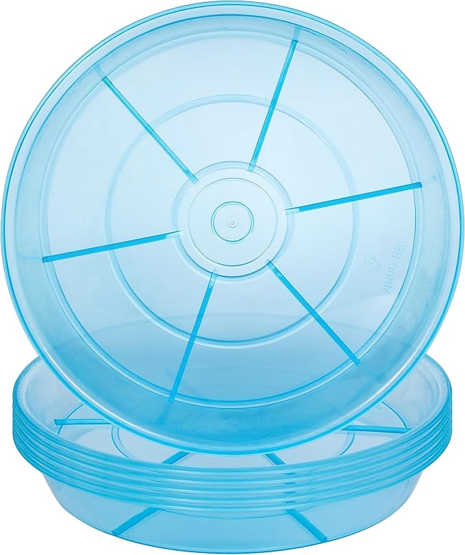 6 Pack Plant Saucer Drip Tray 14 inch, Large Plastic Plant Trays, Heavy Sturdy Plastic Planter Flower Pot Saucers for Indoor Outdoor Garden, Plant Water Drip Trays for pots (14", Blue)