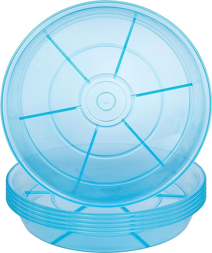 6 Pack Plant Saucer Drip Tray, 4 5 6 8 9 10 12 14 16 18 inch, Heavy Sturdy Plastic Planter Flower Pot Saucers for Indoor Outdoor Garden, Plant Water Drip Trays for pots Base (4", Blue)