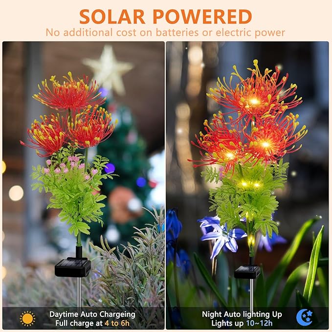 TEDOF Solar Garden Lights Outdoor, 4 Pack Solar Flower Lights for Outside, Upgraded Durable Solar Panel, Solar Lights Outdoor for Garden Decoration,Patio Yard Decor and Gift for Mother