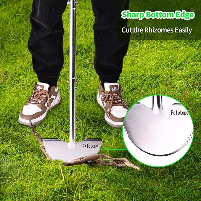 Half Moon Edger Lawn Tool,Manual Lawn Edgers with T-Grip Handle,Saw-Tooth Lawn Edging Tool for Landscaping, Manual Step Edger for Grass, Borders Sidewalks, Driveways, Gardens,38-Inch