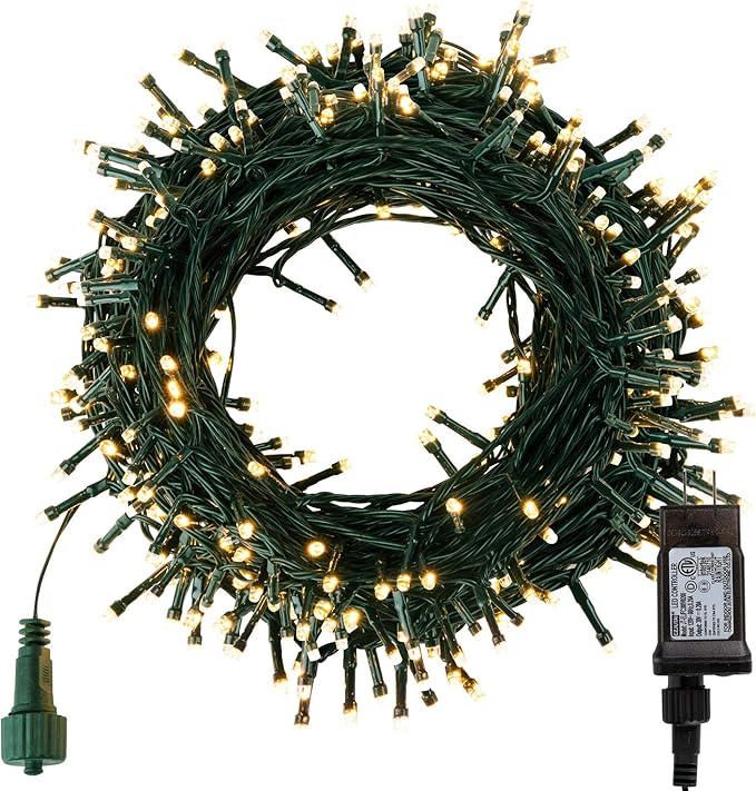 Christmas Tree Lights Outdoor, 168Ft 600 LED Twinkle Fairy Lights String with 8 Modes for Christmas LED Garland Wreath Wedding Indoor Holiday Decorations with Dark Green Wire, Warm White