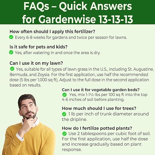 13-13-13 Slow Release Granular Fertilizer – All Purpose Plant Food 13 13 13 for Outdoor Grass, Vegetables, Roses, Flowers, Shrubs, Trees. Lawns, Gardens, Potted Plants (4 quarts)