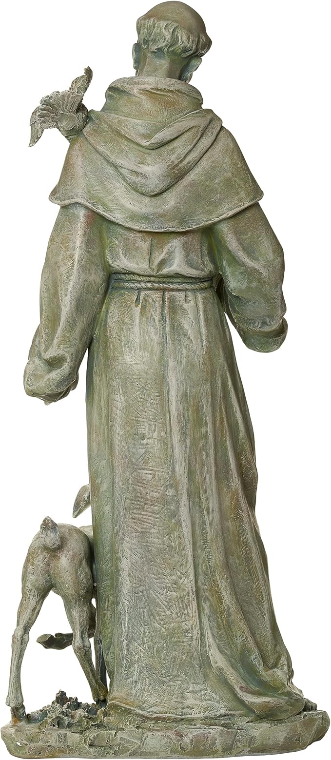 Joseph's Studio by Roman, 36.5" H St. Francis with a Fawn Garden Statue, Religious Outdoor Decor