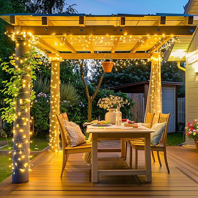 JMEXSUSS 200 LED String Lights Indoor Outdoor Clear Wire, Connectable Warm White Christmas String Lights for Bedroom, 66 Ft Twinkle Fairy String Lights Plug in for Home Wedding Tree Yard Patio Spring