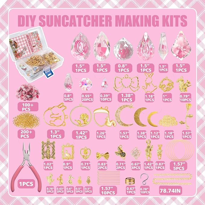 WASTROYAL 420 Pcs DIY Suncatcher Making Supplies Kits for Adults Hanging Prism Sun Catcher with Crystals Rainbow Maker for Indoor Window Home Wedding Garden Christmas Decor (Rabbit)