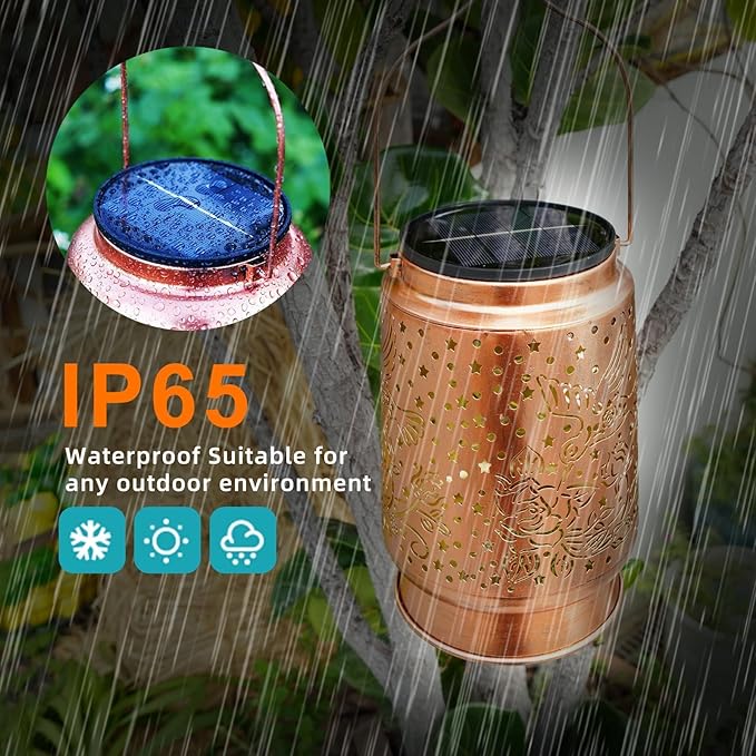 Hummingbird Solar Lanterns Outdoor Waterproof Large Metal Hanging Lantern with 2000mAh Battery, Solar-Powered Garden Lights Decor for Yard, Patio, Backyard - Birthday Gift for Women, Mom, Grandma