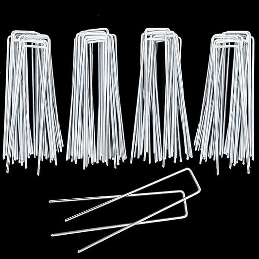 200 Pcs Garden Staples 6 Inch U-Shaped Landscape Staples,11 Gauge Heavy Galvanized Garden Staples are Suitable for Outdoor Fabric Irrigation Hoses, Artificial Turf Nails, Fixed Fences and Tents.