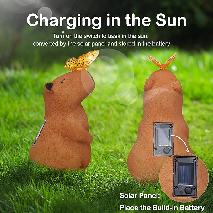 Garden Solar Outdoor Statues Capybara Light, Attivolife Outside & 7 Color Change Lamp, Patio Easter Ornament for Lawn Balcony Porch Yard Art Decor, for Mom Grandma