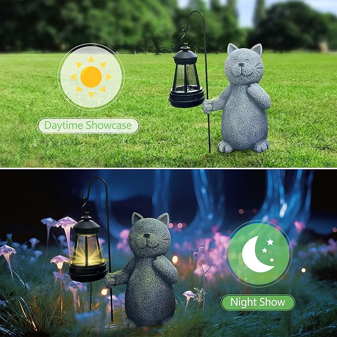 Solar Garden Decor Statues Figurine: Garden Art for Patio Balcony Yard Lawn - Unique Christmas Birthdays Gifts for Mom Grandma Women Wife Sister