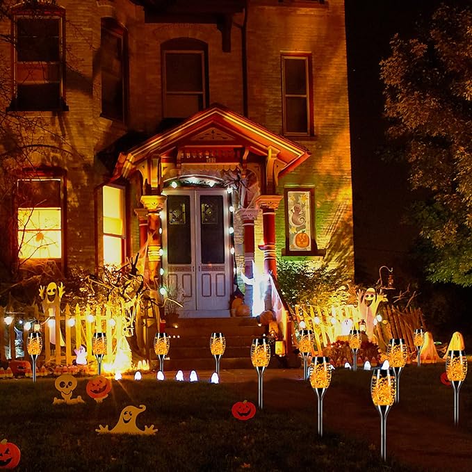 Solar Lights Outdoor 6 Pack, Solar Torch Light with Flickering Flame, Waterproof Outdoor Lighting Solar Powered Pathway Lights, Decoration Lighting for Garden Yard Patio, Auto On/Off