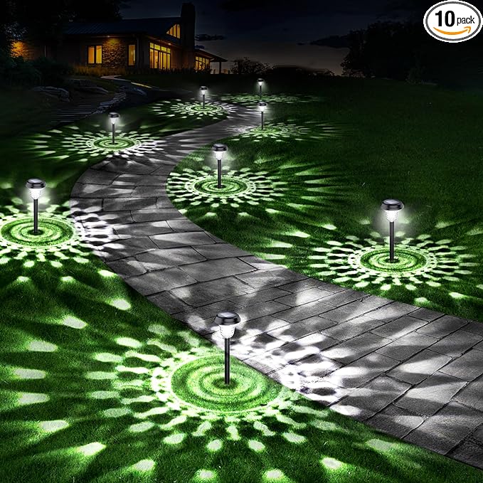 10 Pack Ultra Bright Solar Lights Outdoor Waterproof, from Dusk to Dawn Up to 12H Solar Light for Outside, Auto On/Off Solar Powered Garden Pathway Lights, Landscape Lighting (Cold White)