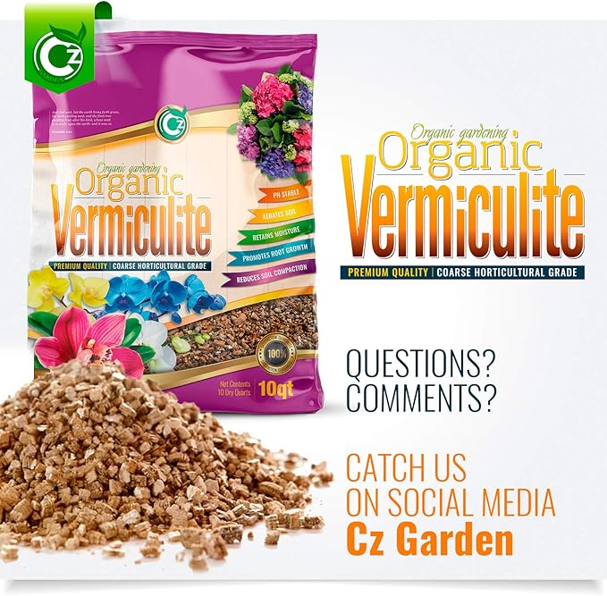 Coarse Vermiculite - Made in USA for All Indoor/Outdoor Plants & Flower Gardens - Horticultural Soil Amendment Additive Conditioner Grow Media for Hydroponics, Mushroom Cultivation and more!
