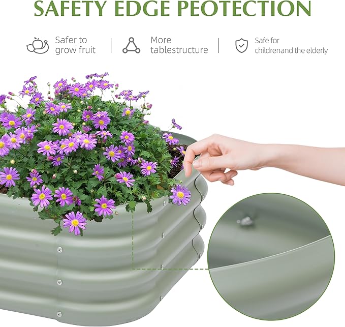 2-Pack 2x1ft Galvanized Raised Garden Bed, Outdoor Planter Bed, Metal Planter Box for Gardening and Planting,LG