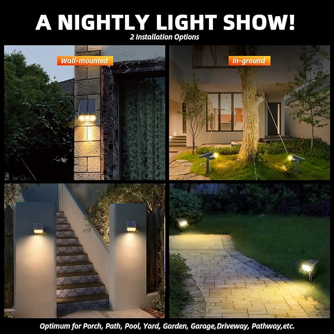Solar Spot Lights Outdoor Landscape Lights, 40 LEDs Solar Landscape Spotlights Outdoor Waterproof Auto On/Off Solar Garden Lights, Outdoor Solar Lights for Yard Palm Tree Driveway Patio Pool