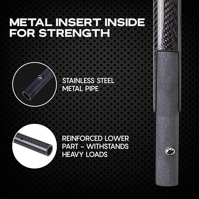 CKG Metal Detector Shovel Travel Carbon Handle Total Length 45.5' Diam 1.1 for Scoop Shovel, Universal Lightweight Pole for Beach Metal Detecting Digging Tools – Black/Travel Size