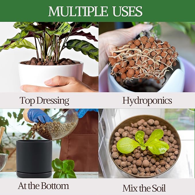 D'vine Dev Ceramic Planter Filler Balls 12qt, Expanded Porous Clay Pebbles Beads for Hydroponic, Gardening, Orchids, 97-F-3