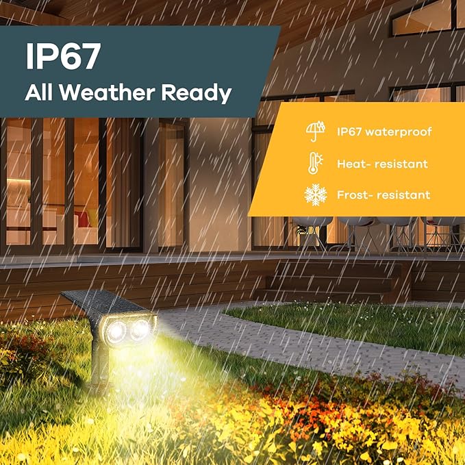 Linkind StarRayS Solar Lights Outdoor, Color Changing Solar Spot Lights Outdoor, IP67 Waterproof Colored Solar Lights for Garden, Yard, Landscape and Walkway, Multicolor, 6 Pack