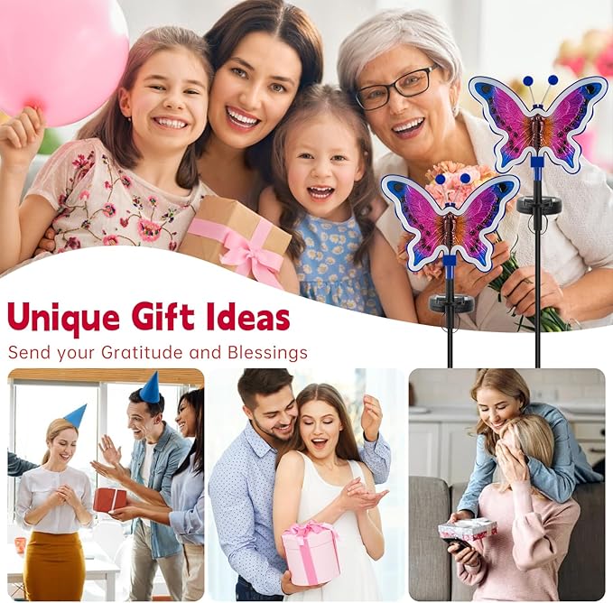 Solar Butterfly Lights, Butterfly Garden Solar Lights，Solar Lights Outdoor Decoration,Waterproof neon Outdoor lamp, Yard Patio Pathway Decor for Outside(Dark Blue, 2 Pack)