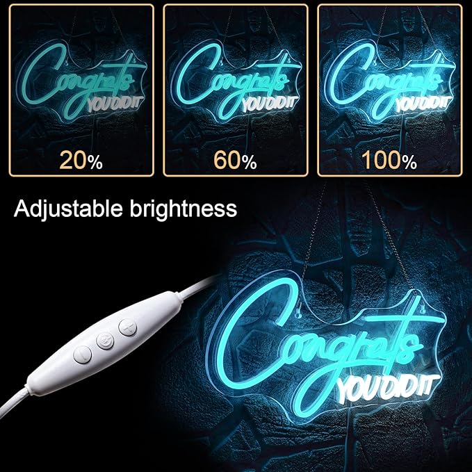 WLHOPE Congrats Grad Neon Sign for 2025 Graduation Decorations LED Neon Light Decor for Graduation Party Gift, Adjustable Congrats Led Sign for Class Room Dorm Backdrop