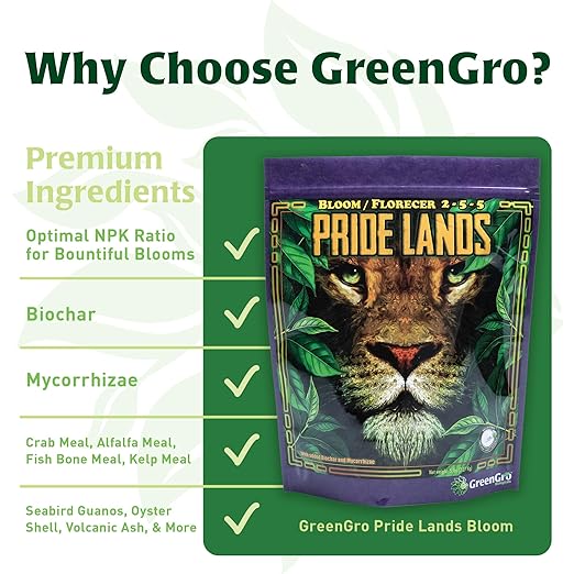 Pride Lands Premium Organic Bloom Fertilizer with NO Fillers, Bigger Buds and Flowers, Brighter Plants with Our Complete Bloom Nutrients, Recharge Soil and Boost Growth with Optimal Blend of NPK, 5 lb