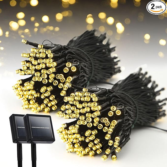Solar Outdoor String Lights Waterproof - 2 Pack Total 170ft 480 Led Solar Powered String Lights Outdoor with 8 Modes - Twinkle Lights Solar Tree Lights for Patio Yard Garden Party Decorations