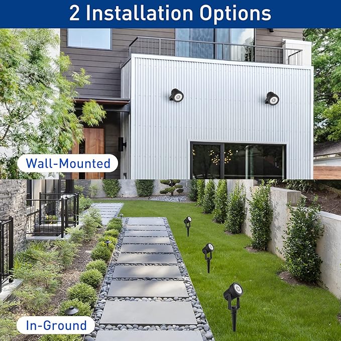 T-SUNUS Solar Landscape Spotlights 2 Pack Warm White, IP65 Waterproof Sopt Lights 9.8ft Cable, Outdoor LED Wall Light 3000K Separated Panel for Tree Flag Yard Garden Driveway Porch Walkway Pool Patio