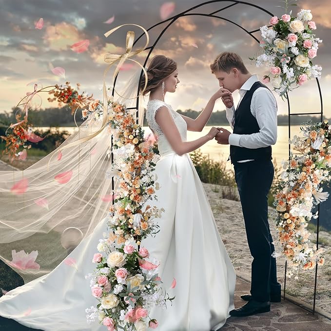 Tytroy Reconfigurable & Easy-to-Assemble Metal Outdoor & Indoor 7'6" Xmas Arch Garden or Wedding Arch Arbor for Wedding Bridal Party Elegant Decorations & Garden Climbing Plants Vines (Black 1PC)