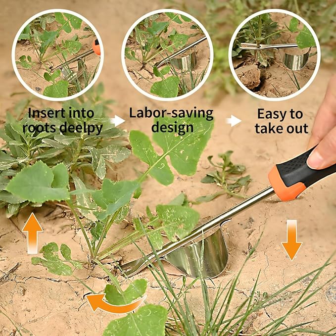 2025 Hand Weeder Tool, Rubber Handle Manual Weeder Puller Tool, Uprooting Weeding Tools, Crack Weeder Crevice, 4 Teeth Weeding Tool, Weeding Artifact Tool for Gardening(3 Pcs)