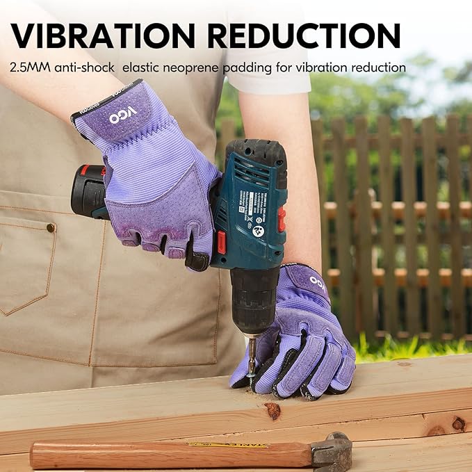 Vgo... Gardening Gloves Ladies,Safety Work Gloves,Touchscreen(Size M,Purple,SL7471)