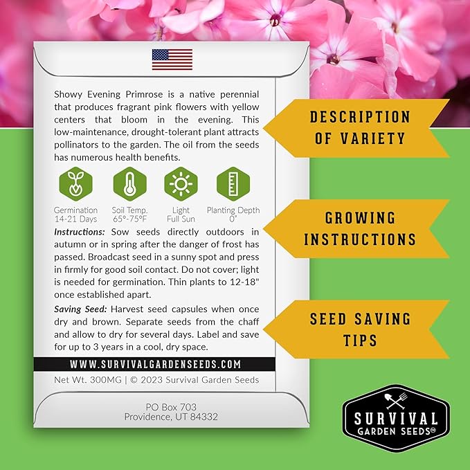Survival Garden Seeds Functional Flowers Garden Kit - 36 Pack Starter Collection - Bee, Butterfly, Hummingbird, Pollinator Friendly Annual & Perennial Open-Pollinated Heirloom Flower Seed Varieties