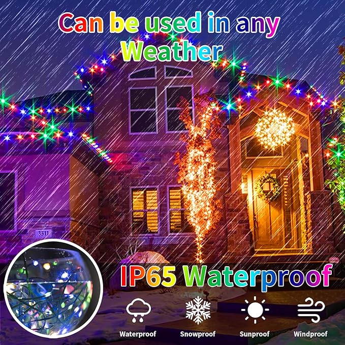 Solar Christmas Lights Outdoor, Upgraded 212FT 640LED Power with Remote,19 Modes Waterproof Solar String Lights for Outside Garden Home Christmas Decorations (Multicolor)