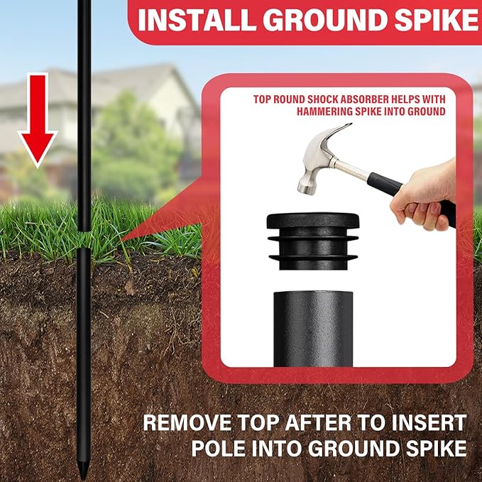 XIFAN Flag Pole Kit for Outside, 10 FT Heavy Duty Flagpole for Outdoor House in Ground, with Ground Spike for Garden Yard, Residential or Commercial