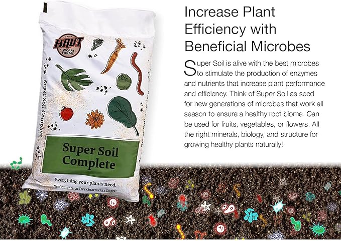 Brut Organic Potting Soil – 1 CF – Everything Your Plants Need in one Bag. Indoor and Outdoor Container Plants. 8 Pack