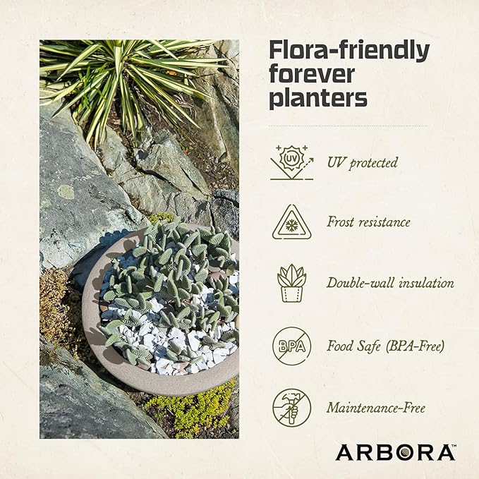 ARBORA 26" Santorini Bowl 2-Pack with Classic Cream Finish - Polyresin Indoor and Outdoor Planter2, Durable, Weatherproof, Lightweight, Large Plant Pots for Patio, Garden, Deck, Entryway