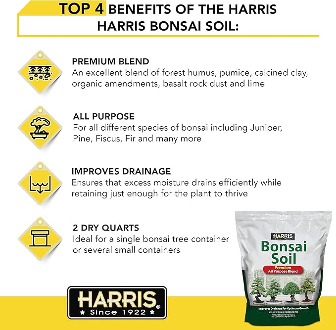 Harris Bonsai Soil, All Purpose Premium Blend for Outstanding Growth, 2qt