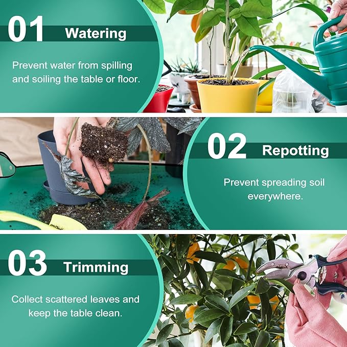 Plant Repotting Mat Waterproof Transplanting Floor Mat Indoor Gardening Potting Succulents Mat Portable Tray with Gardening Gloves - 39.4" x 29.5"