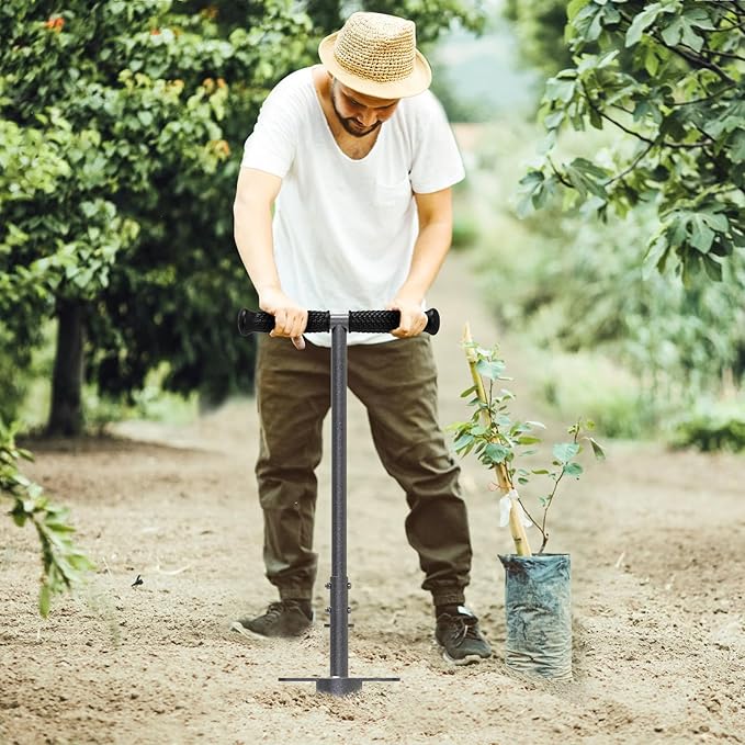 Dolibest Sod Plugger, Turf Cutter and Grass Plugger Tool with Dual Pedals, Sharp Serrations, and Non-Slip Soft Rubber Grip Handle, Perfect for Zoysia, Bermuda and More