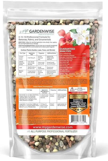 Elite 8-10-10 Professional Fertilizer for Banana, Flowering, and Fruit Trees, Ornamentals - Boosts Flowering & Fruiting - for Indoor & Outdoor Plants (3 QUARTS)