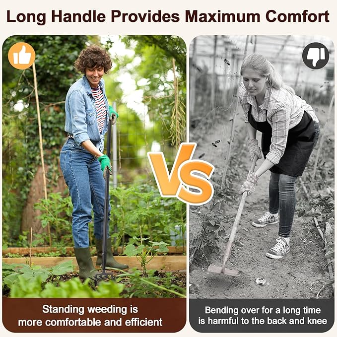 Garden Hoe for Weeding, Stirrup Hoe 62" Long Handle Scuffle Cultivator Hoe Garden Tool for Digging, Loosening Soil