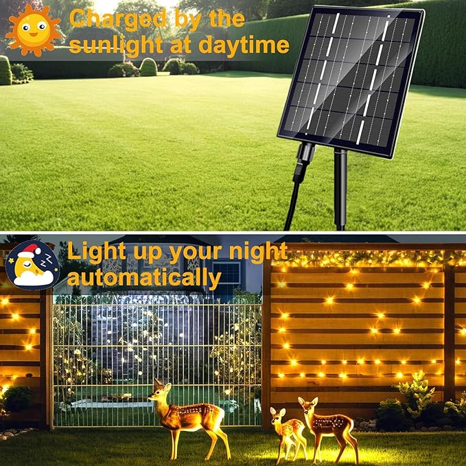 Solar Christmas Lights Outdoor, Upgraded 212FT 640LED Solar Power Christmas Lights with Remote,19 Modes Waterproof Solar String Lights for Outside Garden Home Christmas Decorations (Warm White)