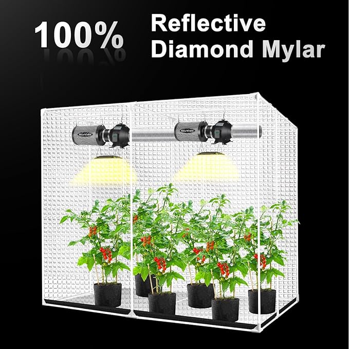 ATOUR 96”x48”x80” Grow Tent, Reflective 600D Mylar,Hydroponic Grow Tent with Observation Window and Floor Tray for Indoor Plant Growing 4’x4’