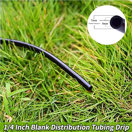 Drip Irrigation Kit, 1/4 Inch Polyethylene Distribution Irrigation Pipe for Micro-Spraying, Emitter Connecting Pipe Kit, DIY Garden Water-Saving Irrigation System with Blank Branch Hose. (01, 49FT)