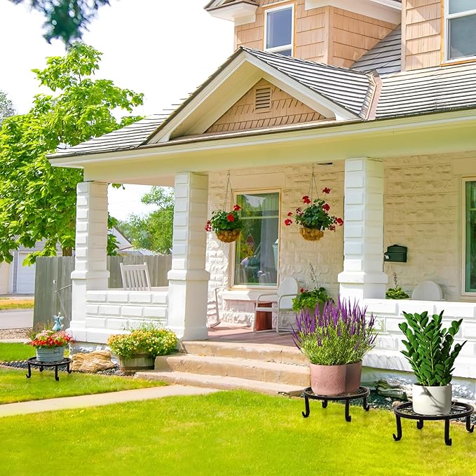 5 Pack Metal Plant Stands Outdoor Indoor,Heavy Duty Planter Stands for Indoor Plants,Rustproof Iron Flower Pot Stands Outdoor,Pot Stand for Plants Flower Stand Plant holders for Plant Decor