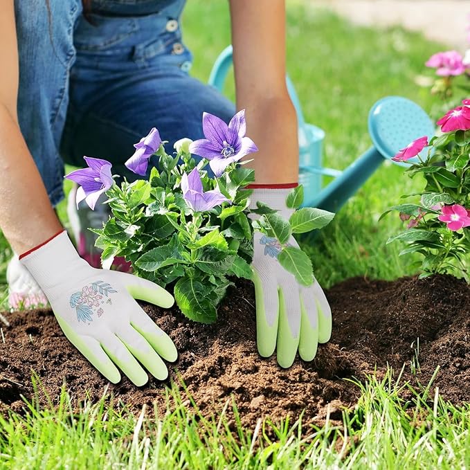 Gardening Gloves for Women,6 Pairs Garden Gloves for Women,Bulk Pack Work Gloves Women Rose Pink Green Aqua Small